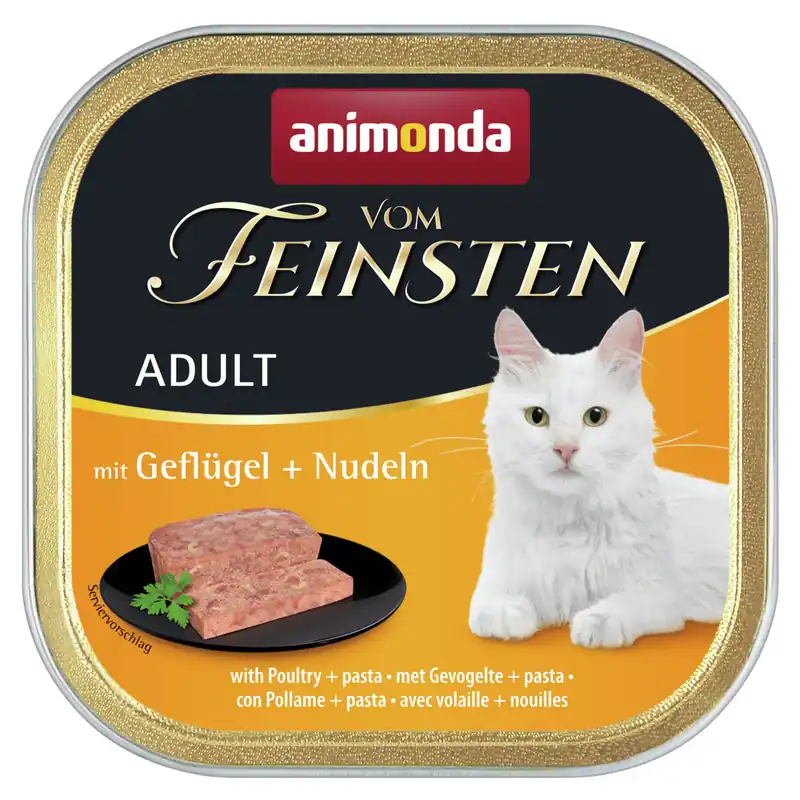 Sparpaket 32 x 100 g Animonda Vom Feinsten Adult mit Geflügel + Nudeln Katzen Nassfutter Preis Gesenkt